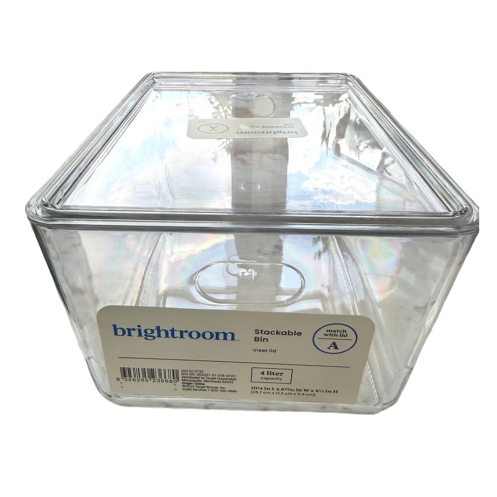 4-Liter Clear Stackable Storage Bins with Inset Lids (Set of 4) - Picture 2 of 5